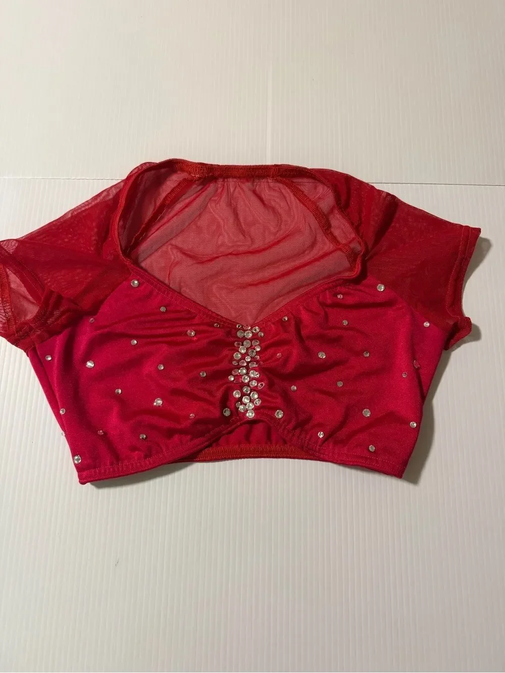 Kelle red top En Vogue Dance Costume custom rhinestone solo 2796 adult SA